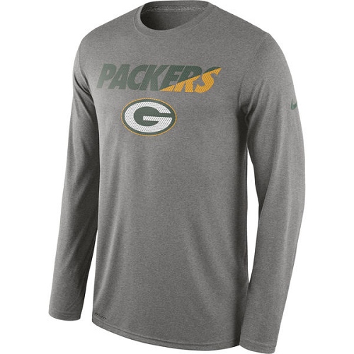 NFL Men's Green Bay Packers Nike Heather Gray Legend Staff Practice Long Sleeve Performance T-Shirt